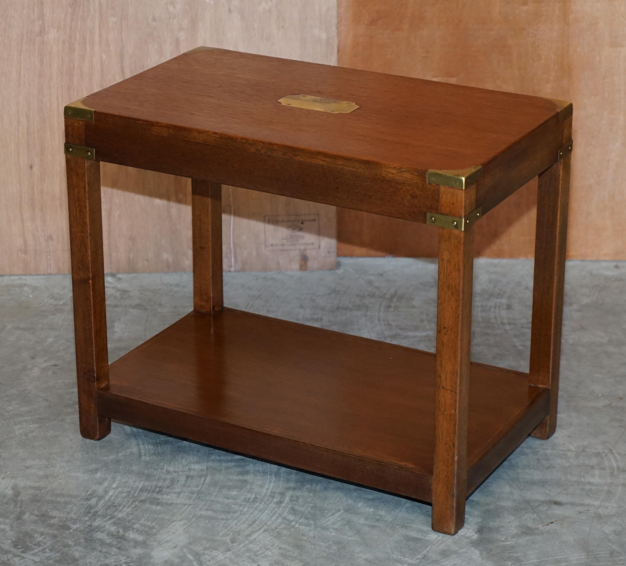 English Vintage Harrods London Kennedy Military Campaign High Side End Table Hardwood