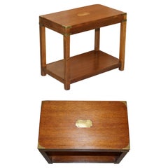 Vintage Harrods London Kennedy Military Campaign High Side End Table Hardwood