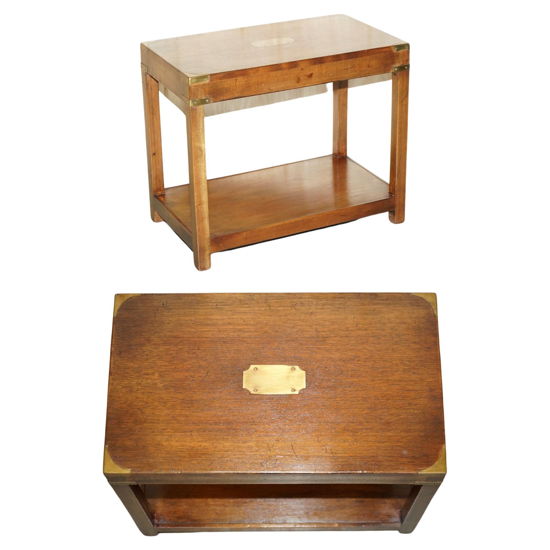 Vintage Harrods London Kennedy Military Campaign High Side End Table Hardwood For Sale