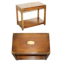 Vintage Harrods London Kennedy Military Campaign High Side End Table Hardwood