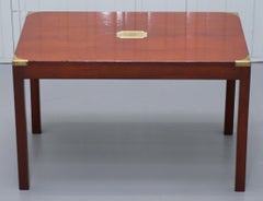 Vintage Harrods London Mahogany & Brass Military Campaign Coffee Table
