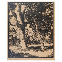 Vintage Harry Anthony DeYoung Live Oaks Block Print