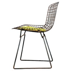 Ensemble de 4 chaises vintage Harry Bertoia avec coussins de siège jaunes pour Knoll