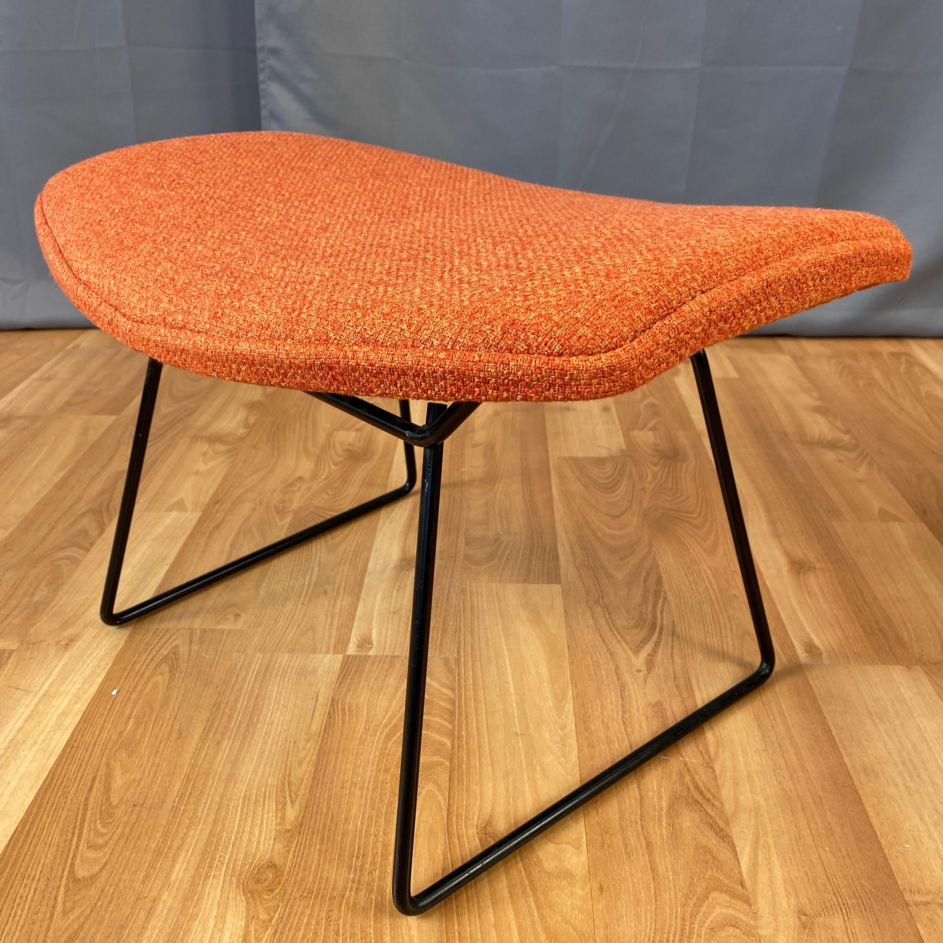 Vintage Harry Bertoia for Knoll Bird Chair and Ottoman with New Covers, 1980s 4