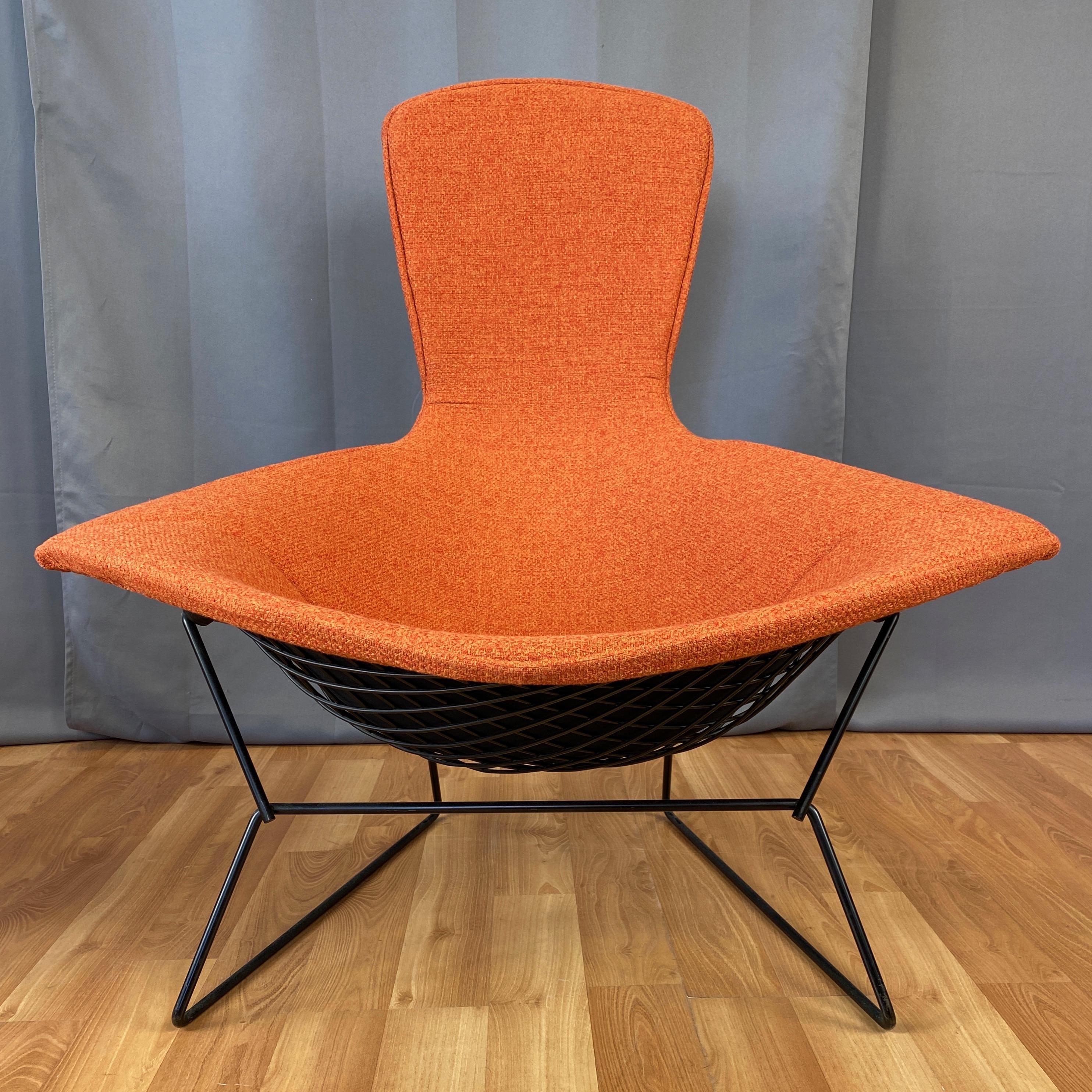 Fabric Vintage Harry Bertoia for Knoll Bird Chair and Ottoman with New Covers, 1980s
