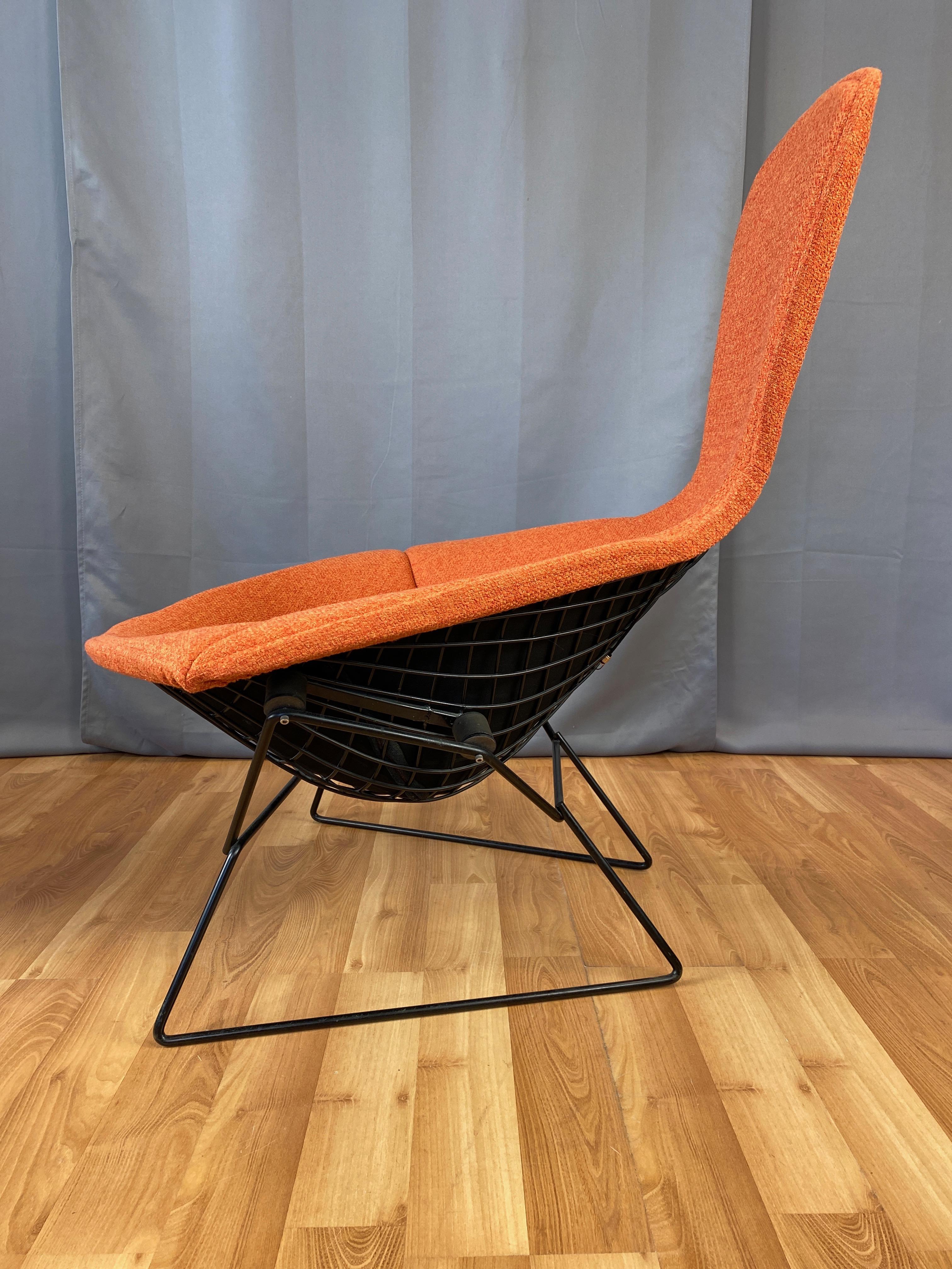 Vintage Harry Bertoia for Knoll Bird Chair and Ottoman with New Covers, 1980s 1