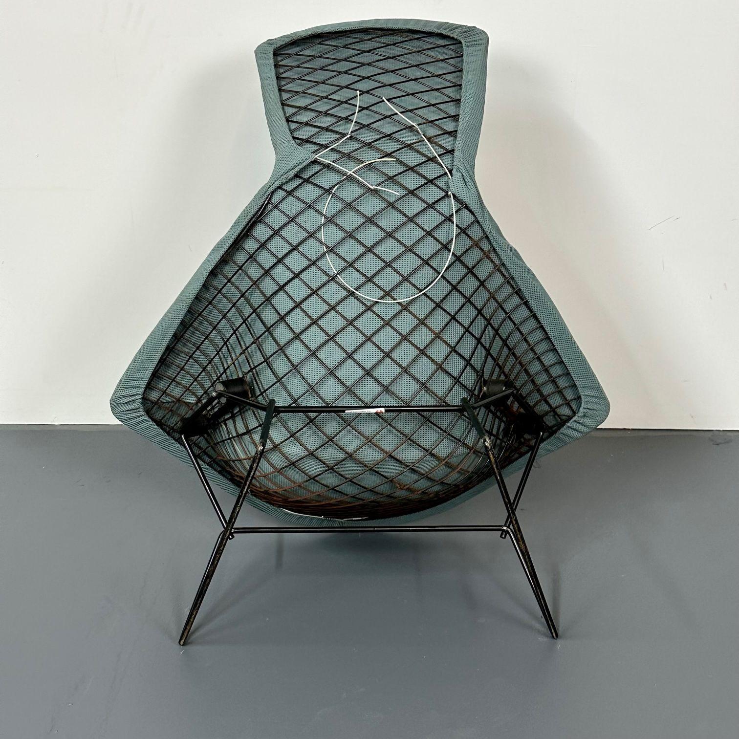 Fauteuil de salon oiseau vintage Harry Bertoia pour Knoll avec pouf, étiqueté, années 1960 en vente 6