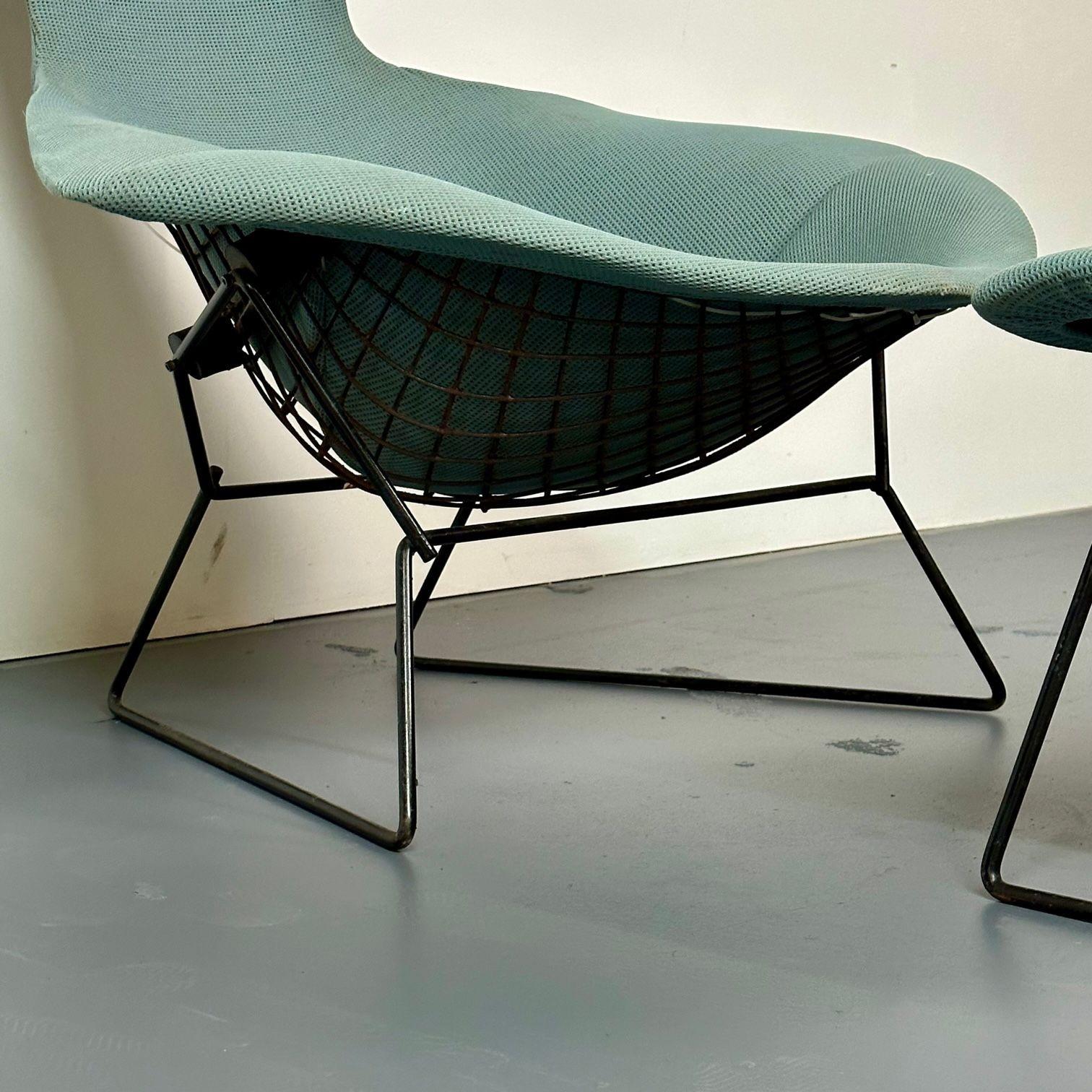 Mid-20th Century Vintage Harry Bertoia for Knoll Bird Lounge Chair with Ottoman, Labeled, 1960s For Sale