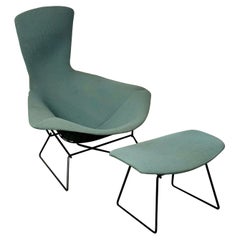 Sedia Vintage Harry Bertoia for Knoll Bird Lounge Chair con ottomana, etichettata, anni '60