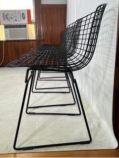 Vintage Harry Bertoia für Knoll Schwarze Drahtstühle, ein Satz von 5
