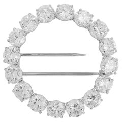 Vintage Harry Winston 11.31 Carat Round Diamond Circle Brooch in Platinum