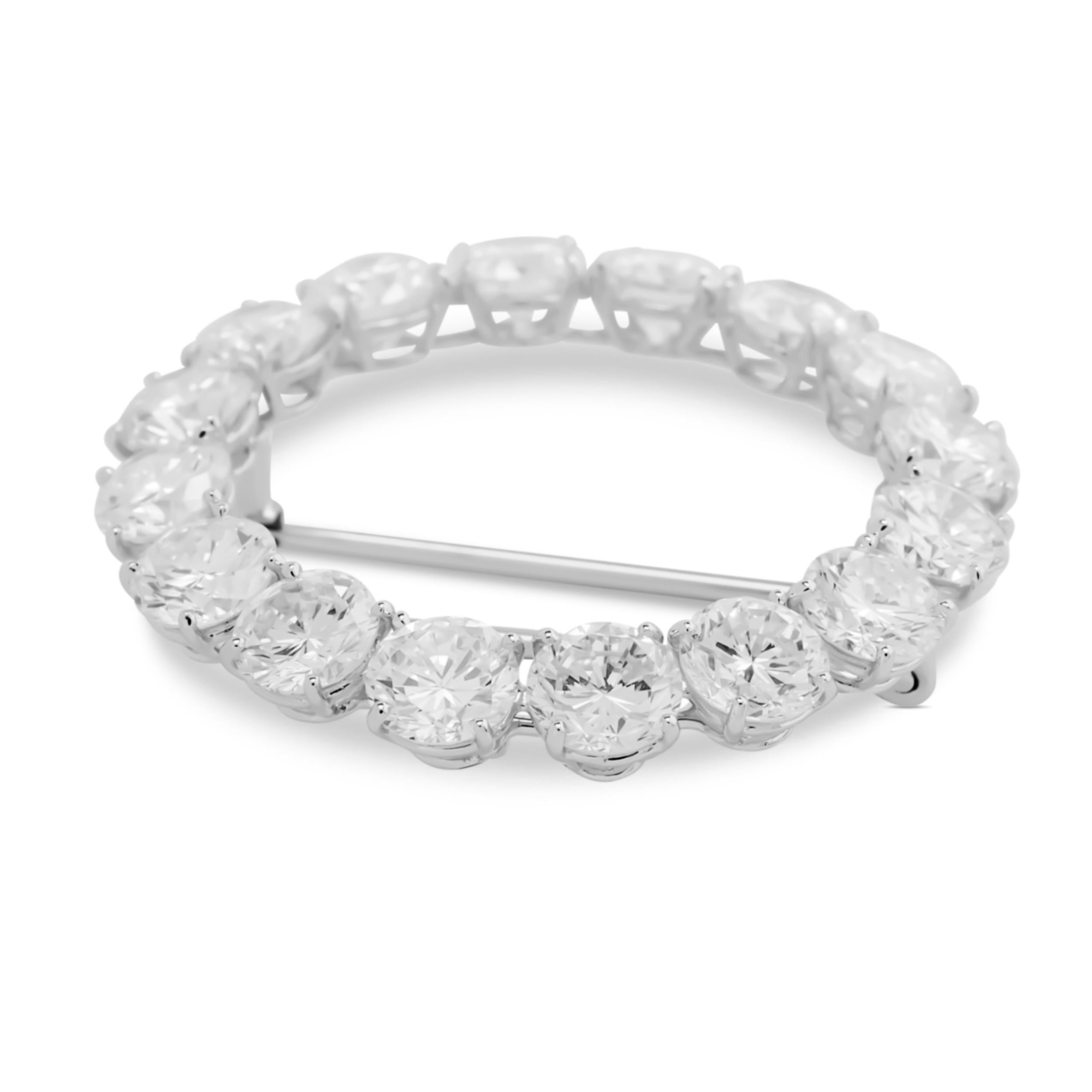 Round Cut Vintage Harry Winston 11.31 Carat Round Diamond Circle Brooch in Platinum
