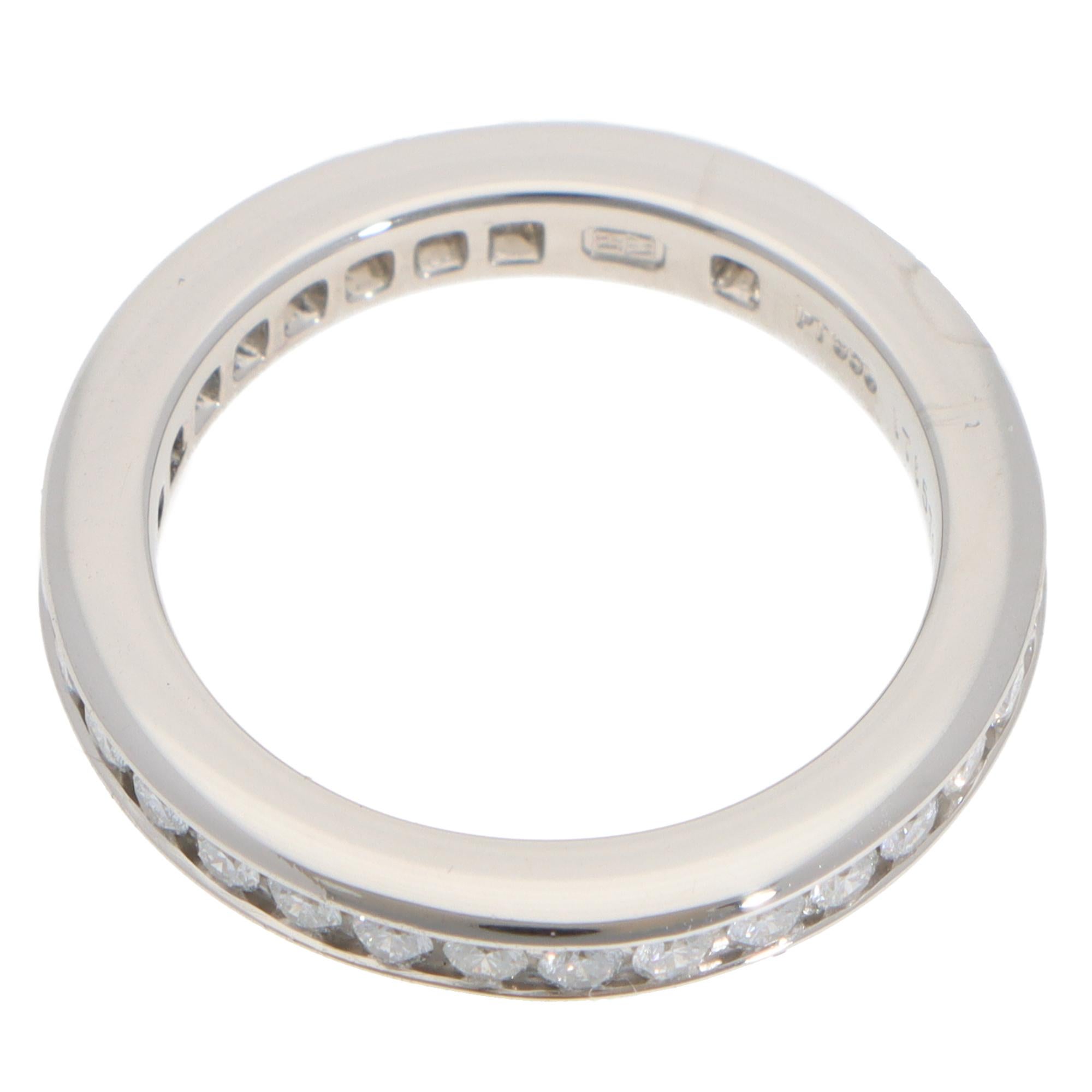 Modern Vintage Harry Winston Diamond Eternity Channel Ring in Platinum For Sale