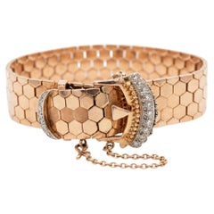 Vintage Harry Winston Diamond Honeycomb Bracelet 18K Gold 46.7 Grams Rare