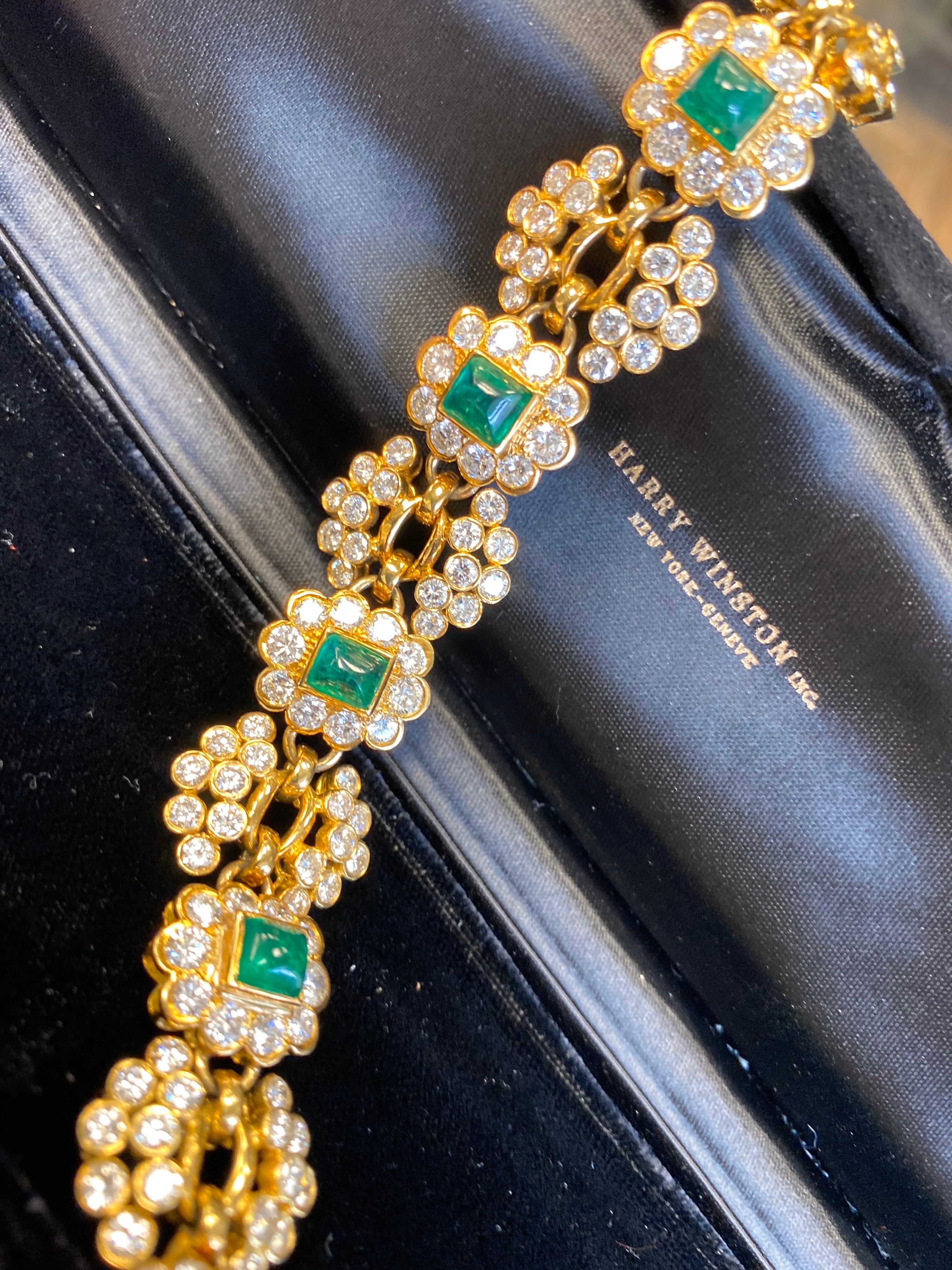 Vintage Harry Winston Emerald Diamond Bracelet 5