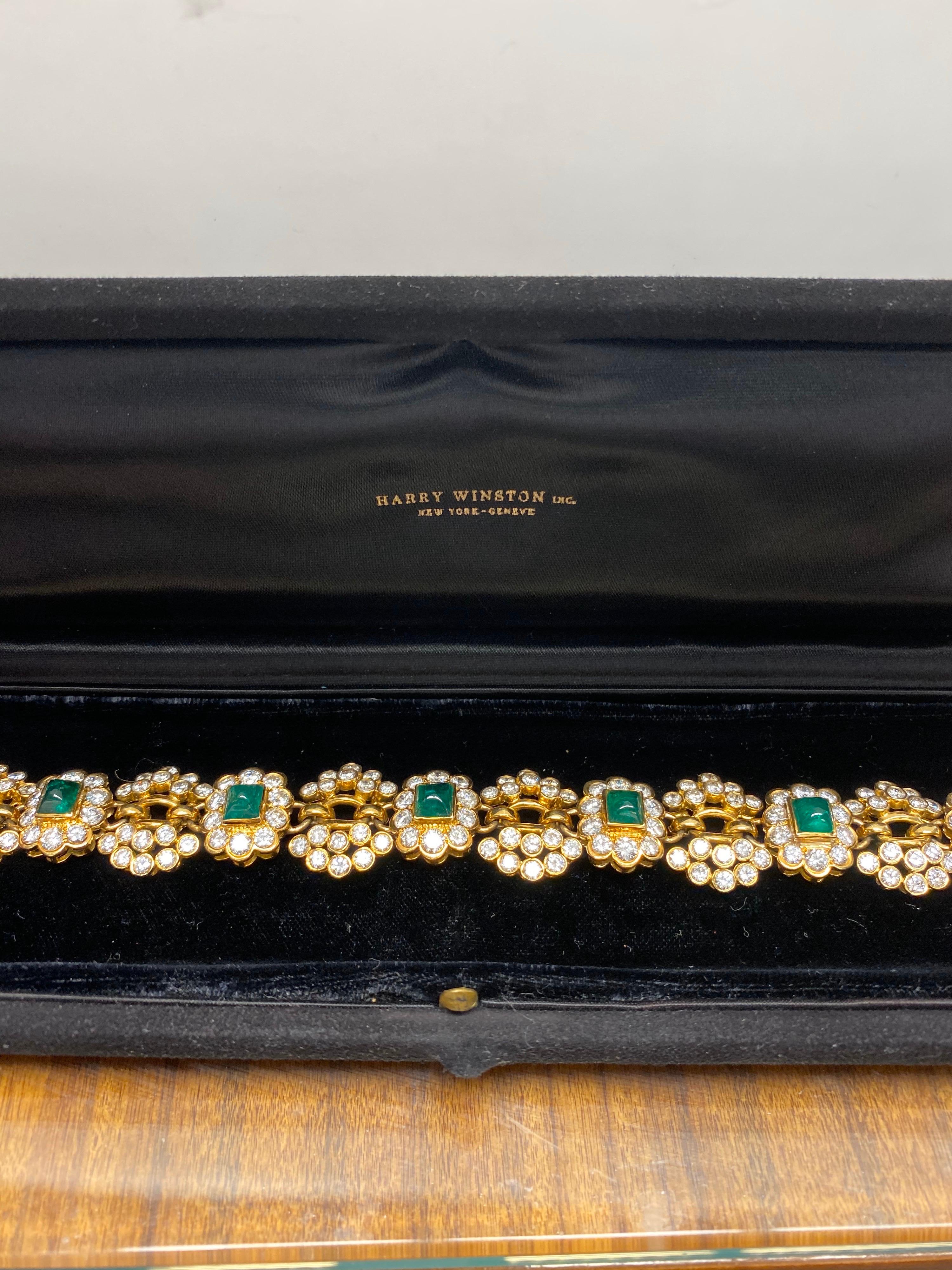 Vintage Harry Winston Emerald Diamond Bracelet 8