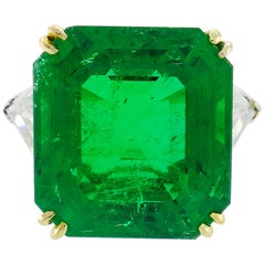 Anillo Vintage Harry Winston Esmeralda Diamante Platino 14,04 Quilates AGL Colombiano