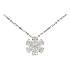 Vintage Harry Winston 'Forget Me Not' Diamond Flower Pendant in Platinum