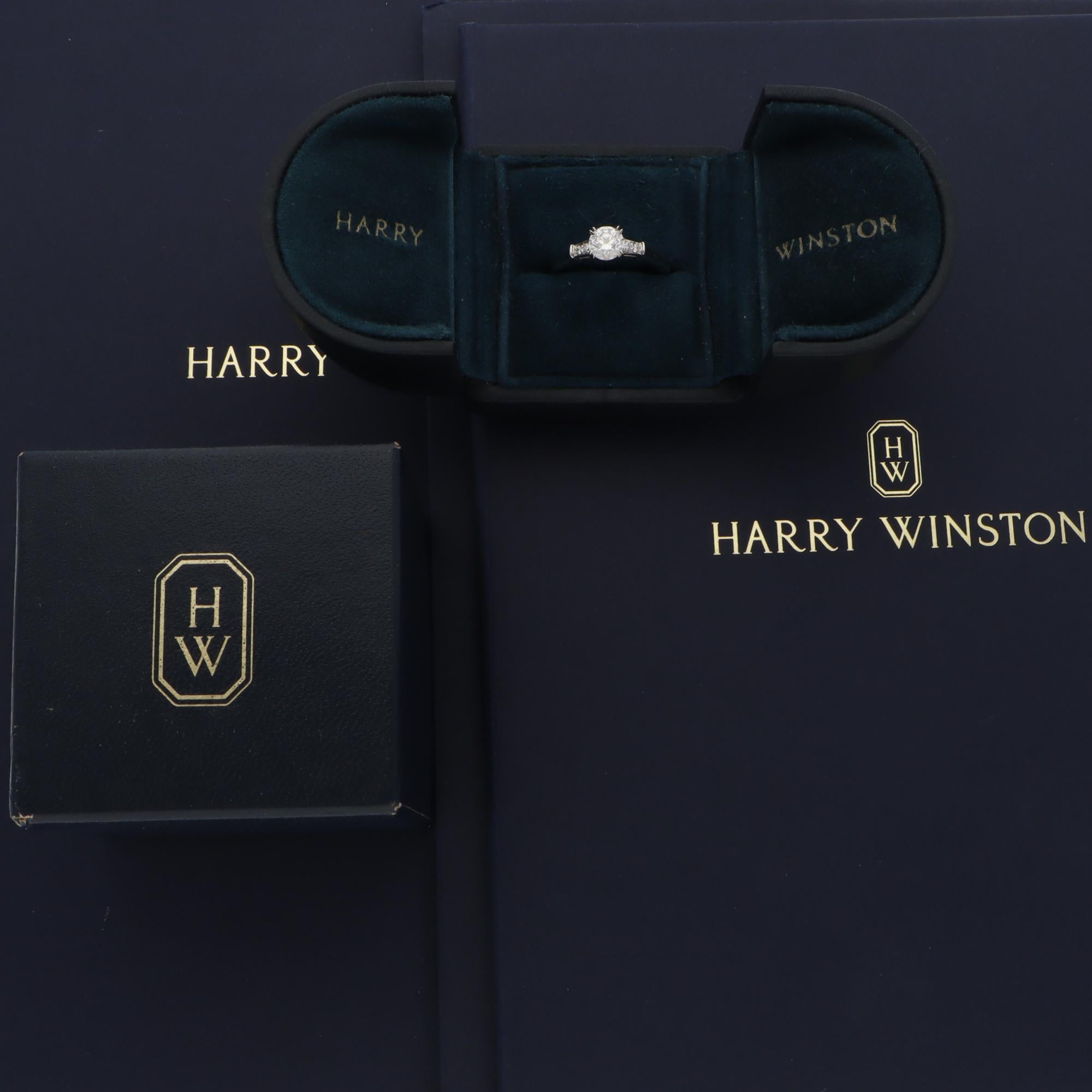 A beautiful vintage Harry Winston Tryst diamond ring set in platinum.

From Harry Winston's current collection, the ring is predominately composed of a central round brilliant-cut diamond securely set in an iconic Harry Winston setting. It is