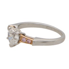 Vintage Harry Winston Heart Cut and Pink Diamond Ring in Platinum and Rose Gold