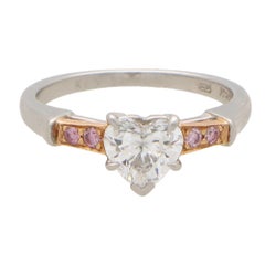 Vintage Harry Winston Heart Cut and Pink Diamond Ring in Platinum and Rose Gold