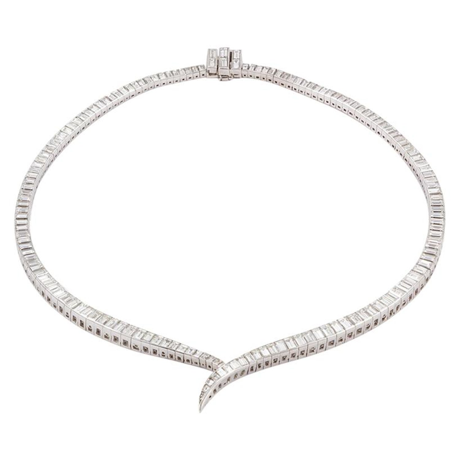Vintage Harry Winston Platinum 20.00ct Step Cut Diamond Riviere Line  Necklace at 1stDibs | harry winston necklace