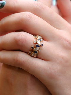 Vintage Harry Winston ring in yellow gold, sapphires and diamonds