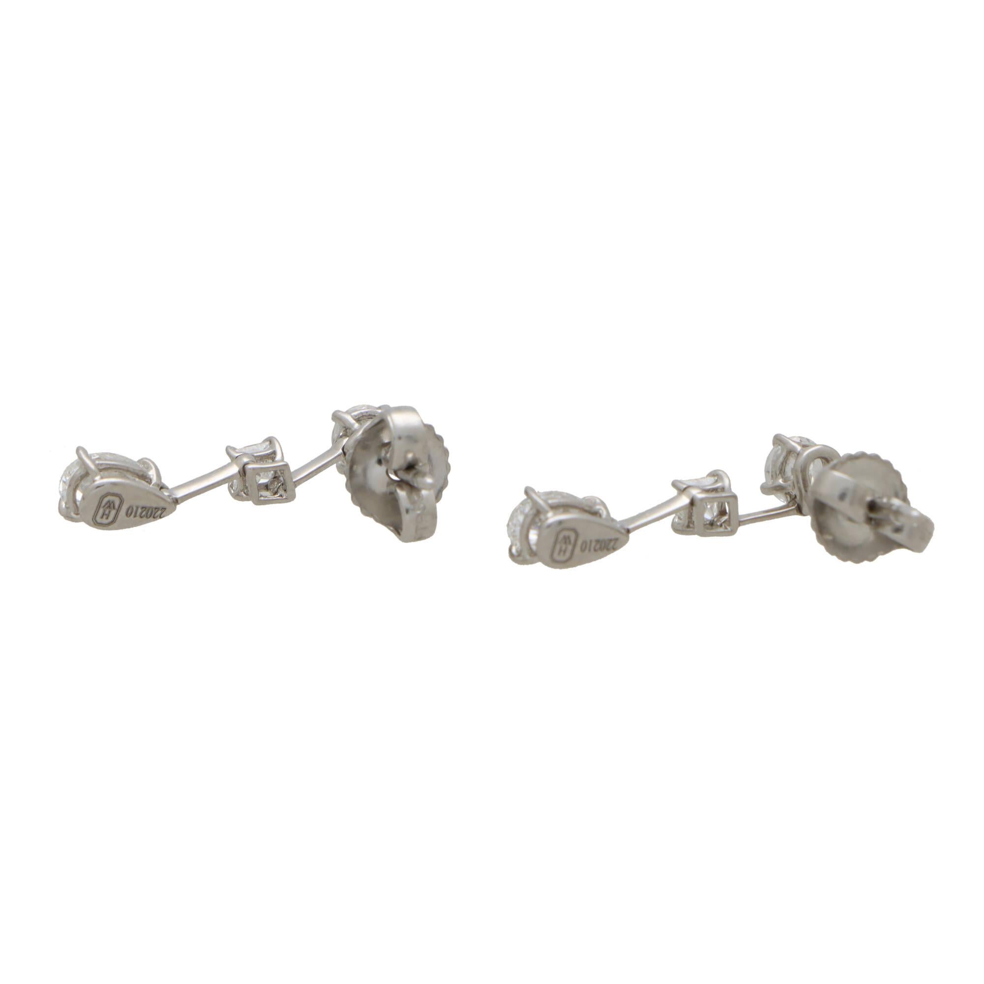 Cascading-Ohrringe von Harry Winston aus Platin mit rundem, Prinzessin- und Birnenschliff (Tropfenschliff)