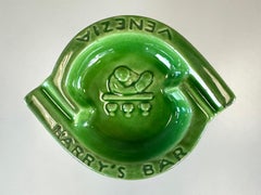 Vintage Harry’s Bar Venezia Green Ceramic Ashtray, 1960s