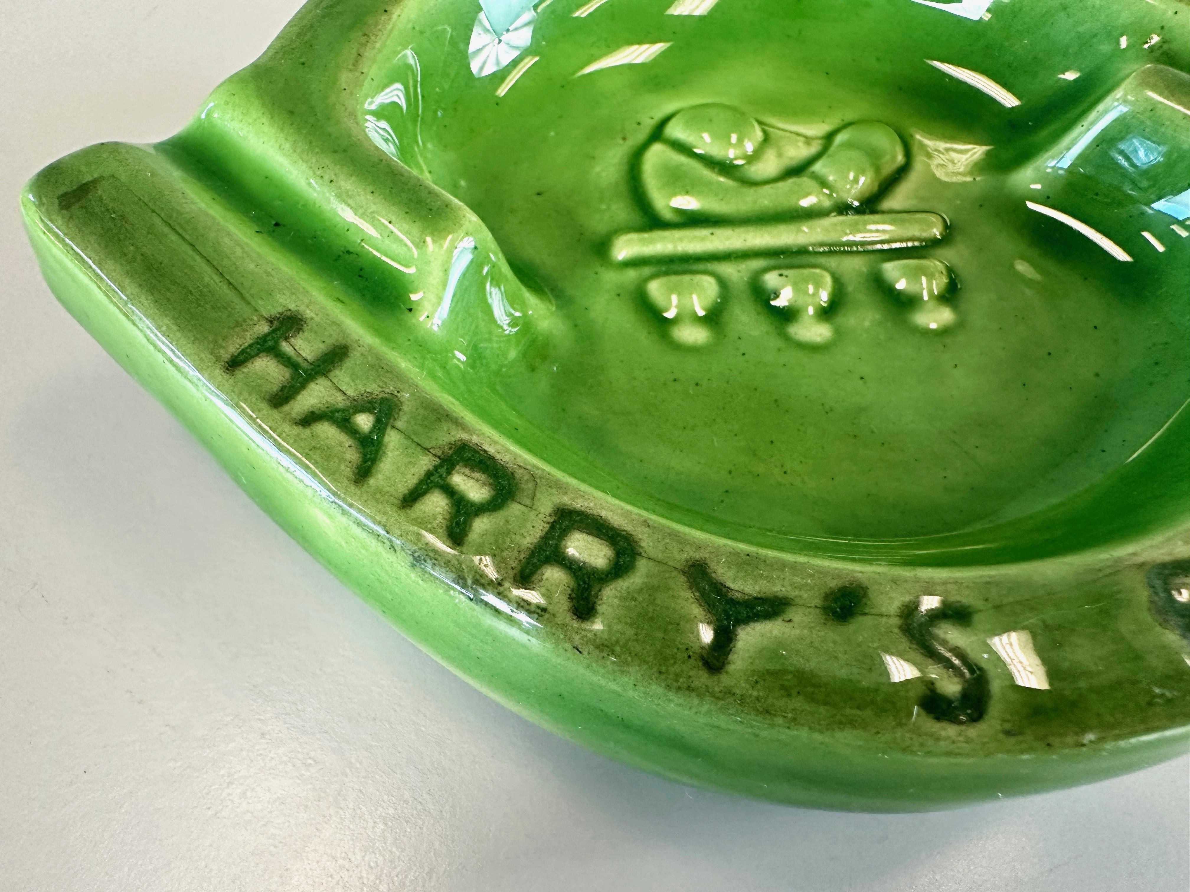 Vintage Harry’s Bar Venezia Green Ceramic Ashtray, 1960s 2