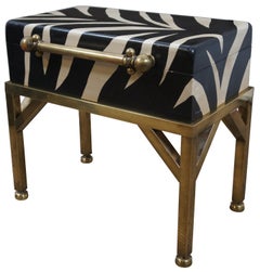 Vintage Hart Associates Brass Zebra Painted Safari Chest Trunk Box Table
