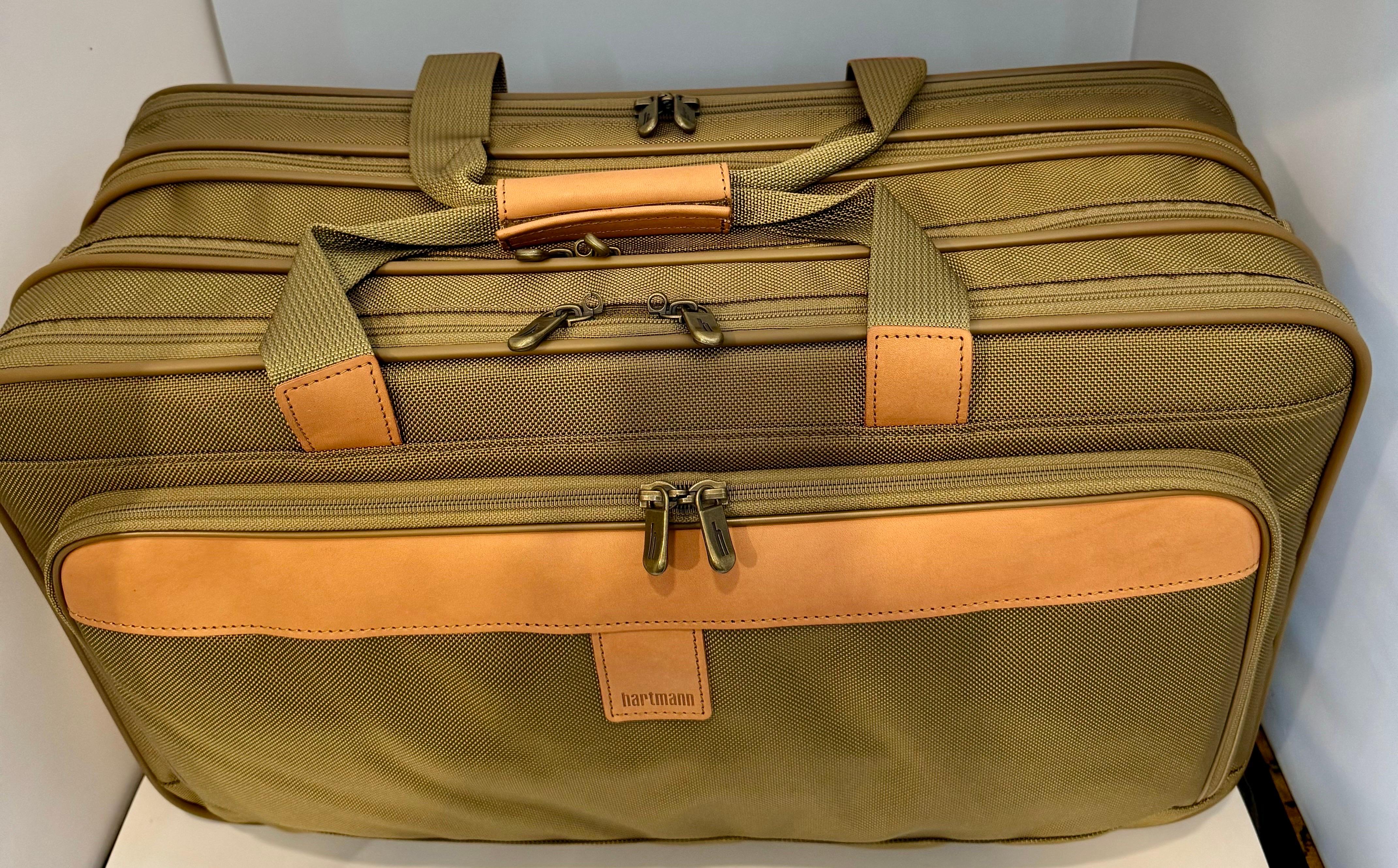 Brown Vintage Hartman Carryon Soft suitcase with Three Zip Exp , Brand New in a Box For Sale