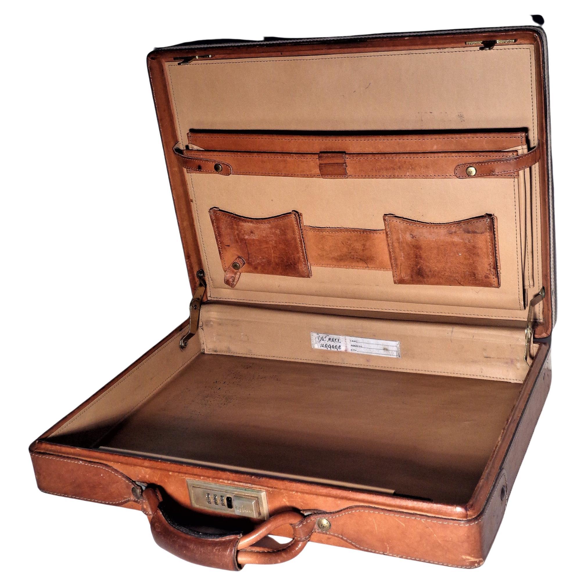 Vintage Hartmann Belting Leather Slim Attache Case, Single Lock Model 2