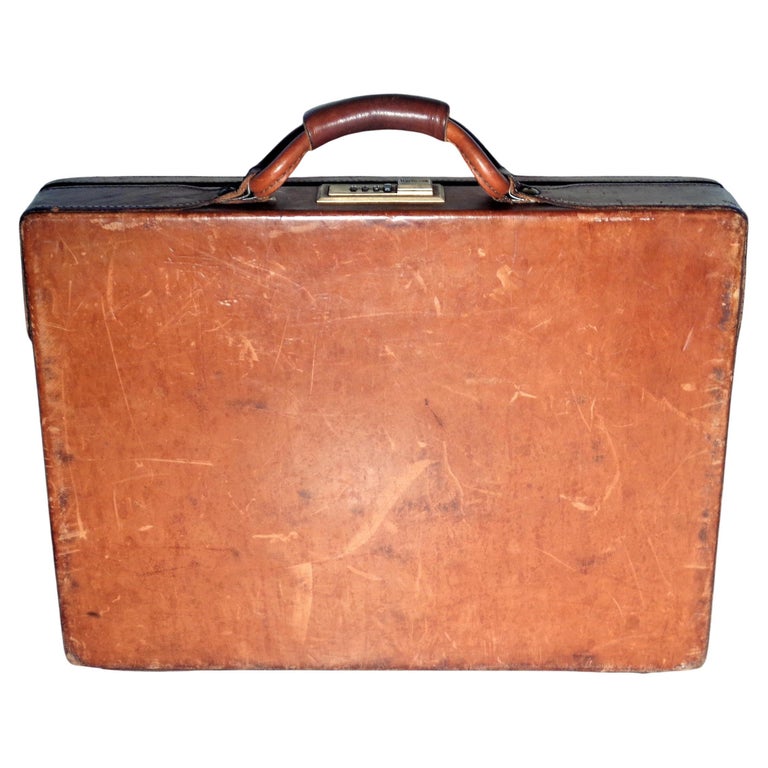 Vintage Hartmann Belting Leather Slim Attache Case, Single Lock Model