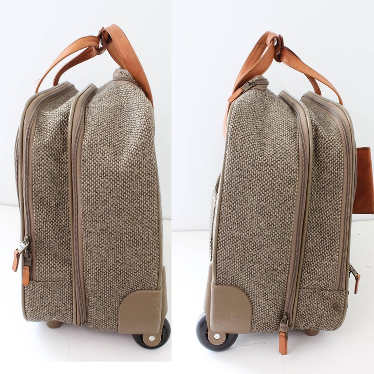 Vintage Hartmann Small Roller Bag Carry On Suitcase Luggage Tweed and Leather 70s at 1stDibs
