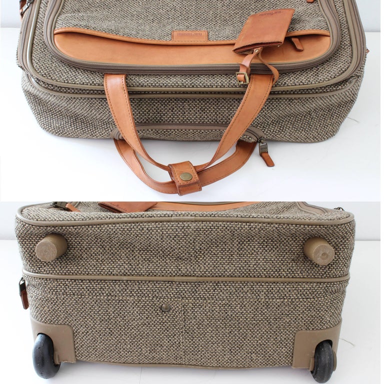 Vintage Hartmann Small Roller Bag Carry On Suitcase Luggage Tweed and Leather 70s at 1stDibs