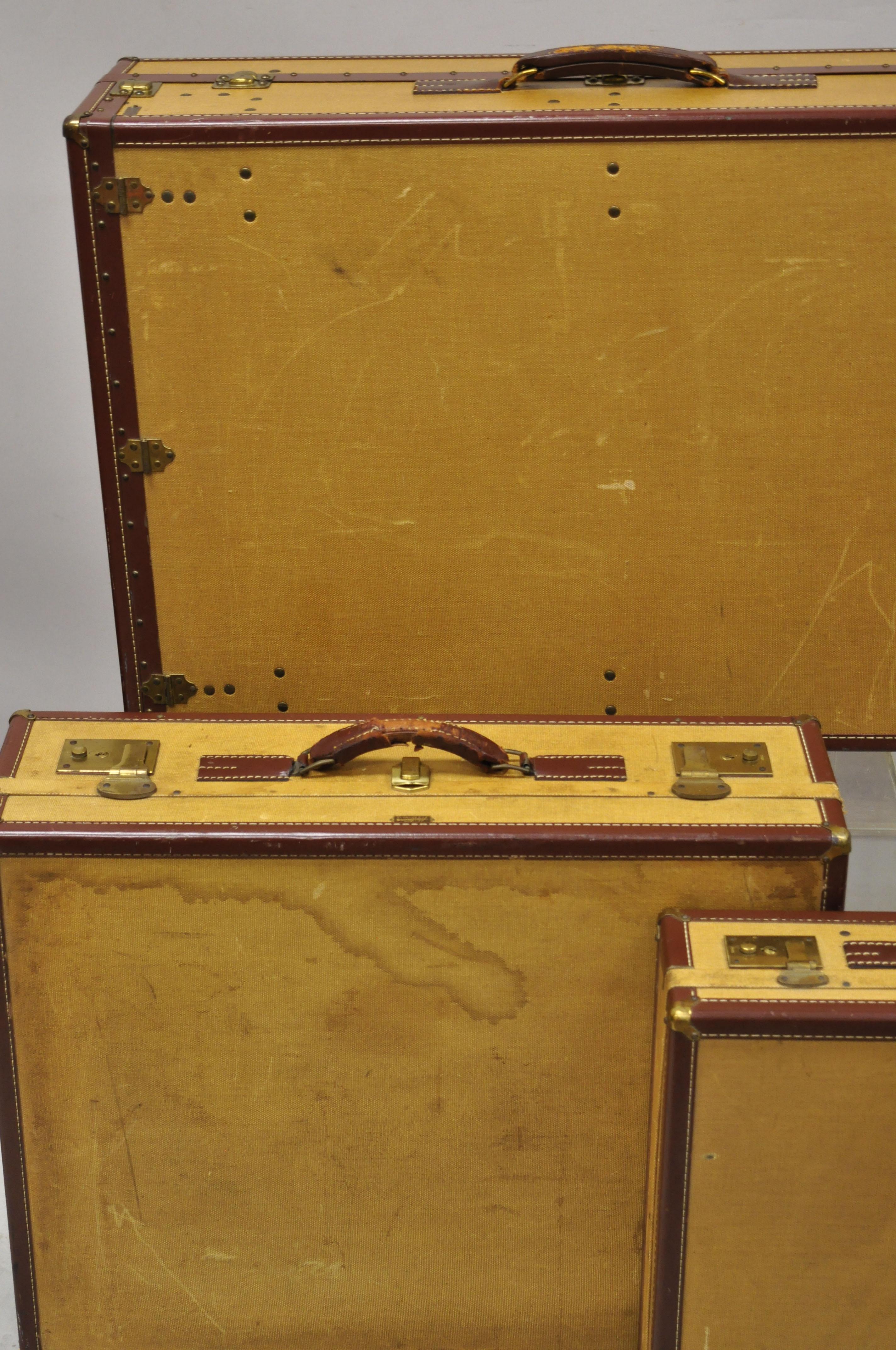Vintage Hartmann Tourobe Gibraltarized Hard Luggage Suitcase Trunk, 3 Piece Set 1