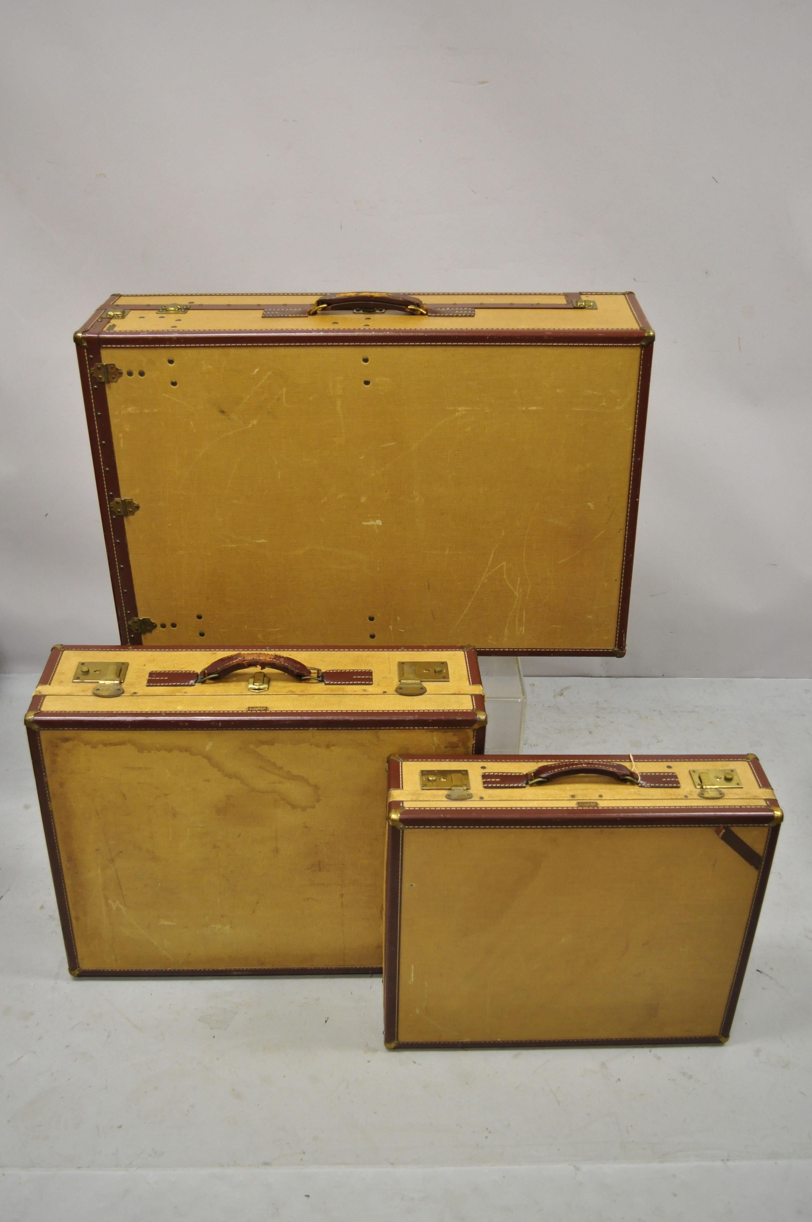 Vintage Hartmann Tourobe Gibraltarized Hard Luggage Suitcase Trunk, 3 Piece Set 2