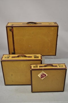 Vintage Hartmann Tourobe Gibraltarized Hard Luggage Suitcase Trunk, 3 Piece Set