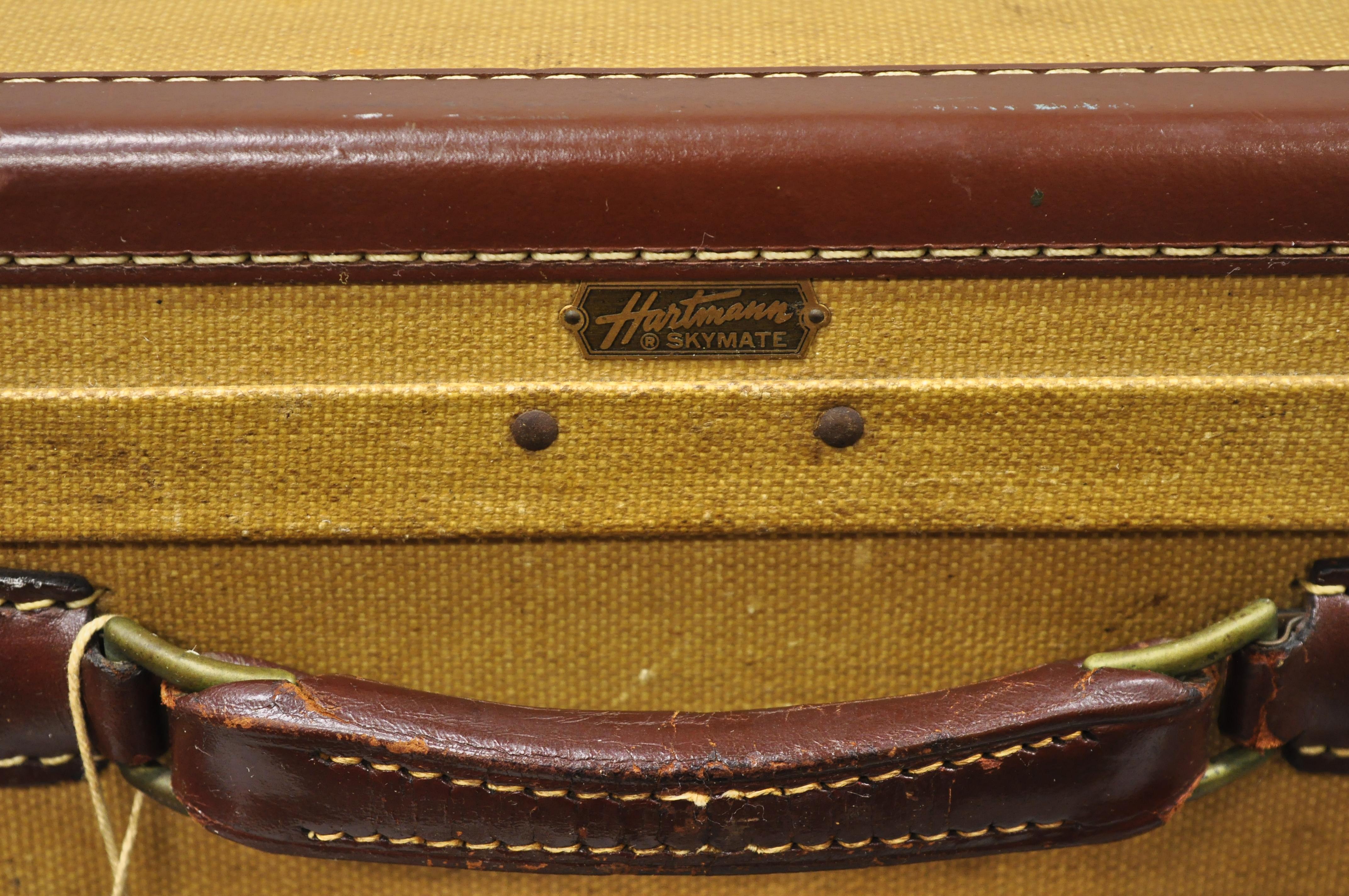 North American Vintage Hartmann Tourobe Gibraltarized Hard Luggage Suitcase Trunk, 3 Piece Set