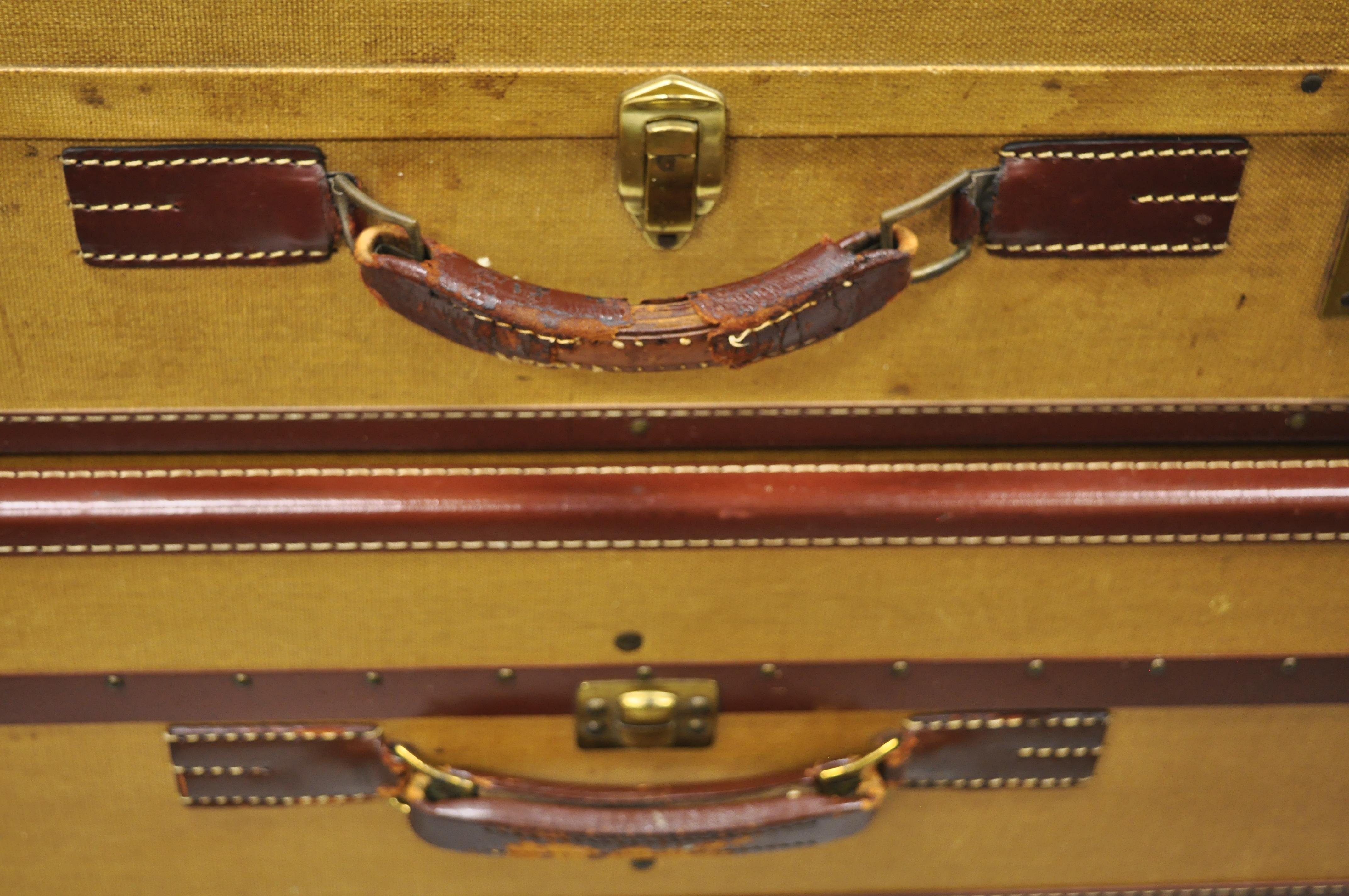 Vintage Hartmann Tourobe Gibraltarized Hard Luggage Suitcase Trunk, 3 Piece Set In Good Condition In Philadelphia, PA