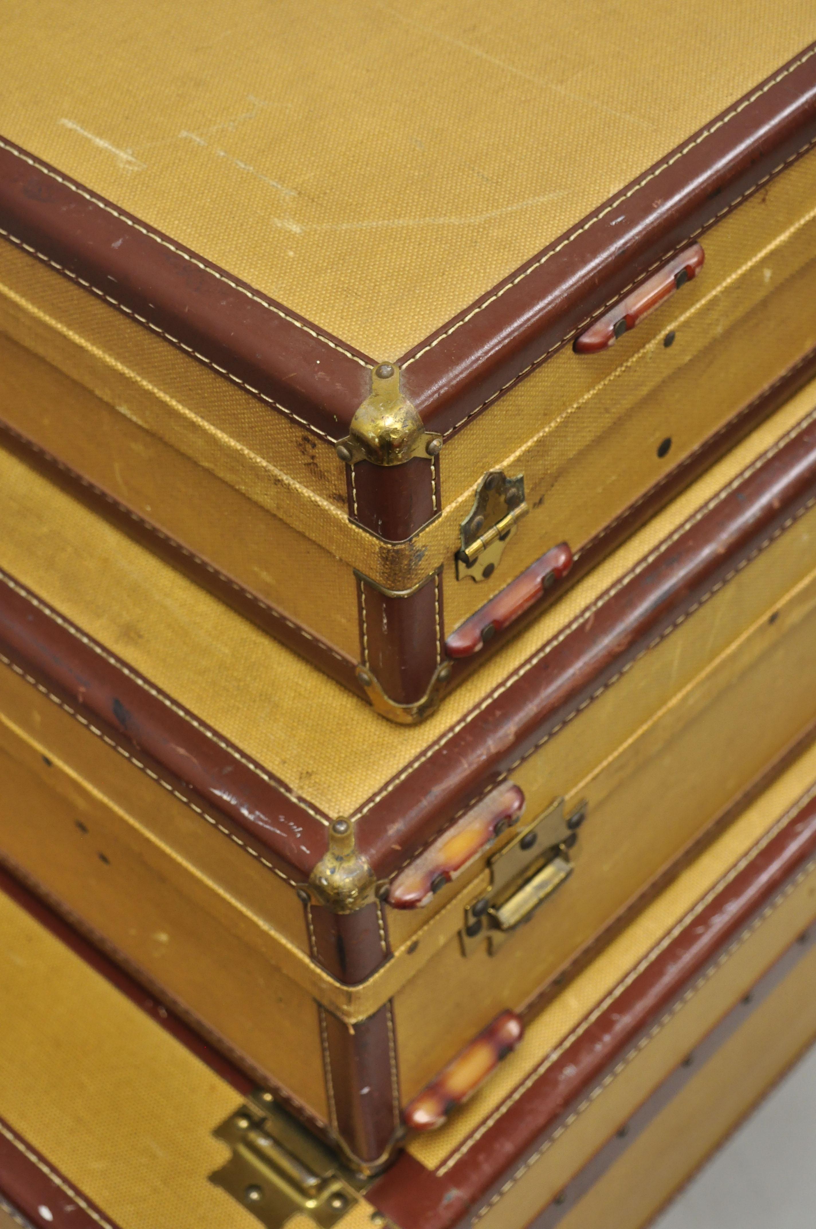 20th Century Vintage Hartmann Tourobe Gibraltarized Hard Luggage Suitcase Trunk, 3 Piece Set