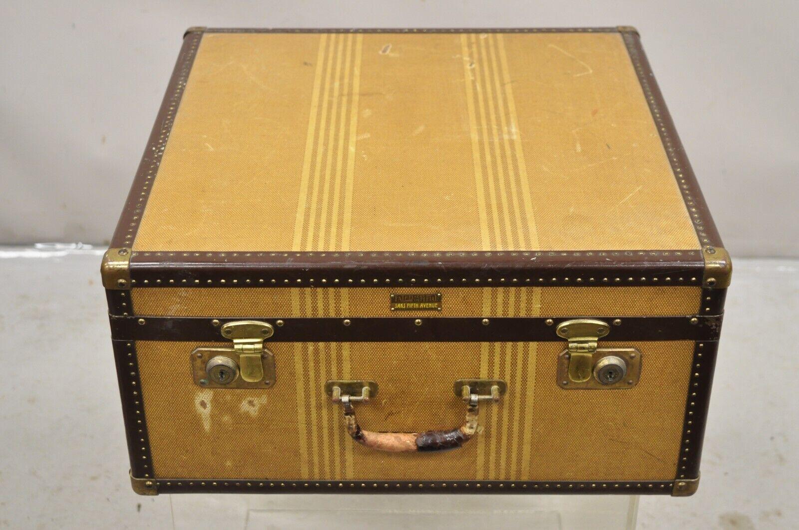 Vintage Hartmann Trunk Co Pathfinder Imperial Canvas Suitcase Luggage Hat Trunk. Circa  Early 20th Century. Measurements: 9.5
