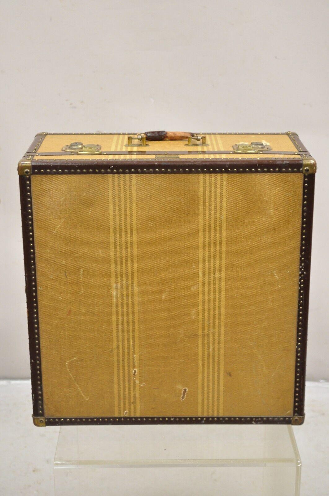 Tela Vintage Hartmann Trunk Co Pathfinder Imperial Canvas Suitcase Luggage Hat Trunk in vendita