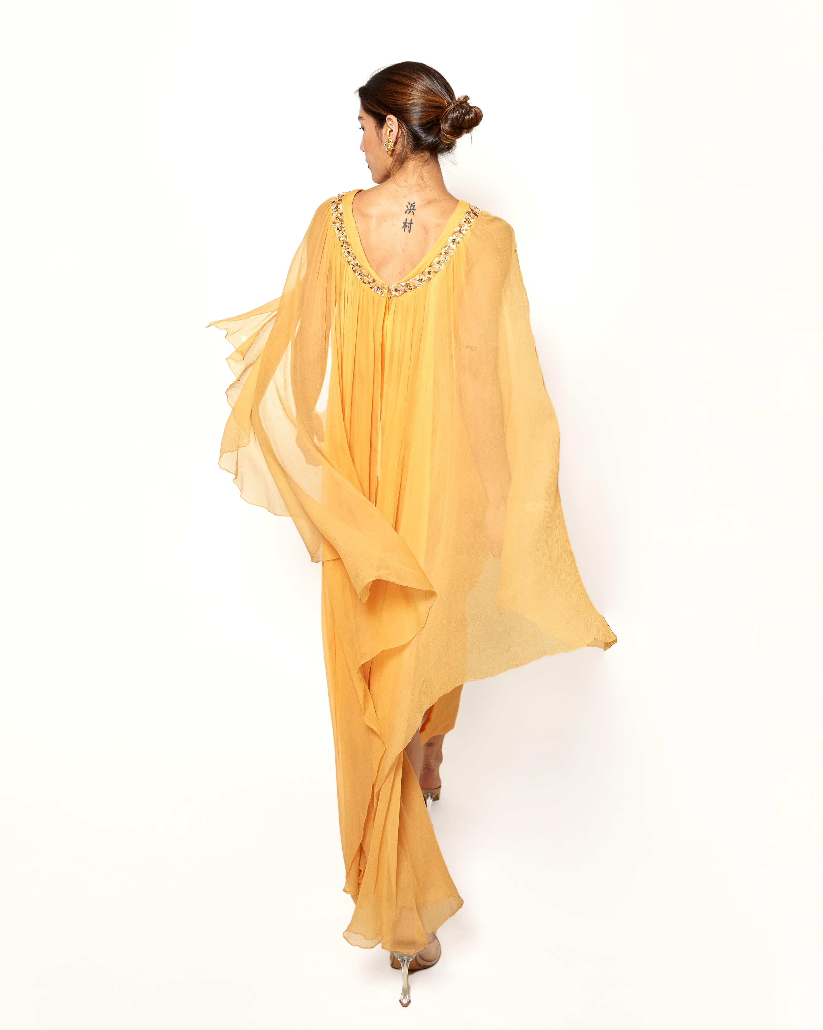 Women's Vintage Hartnell 1960's Sherbert Dress w/ Ornamented Neckline For Sale