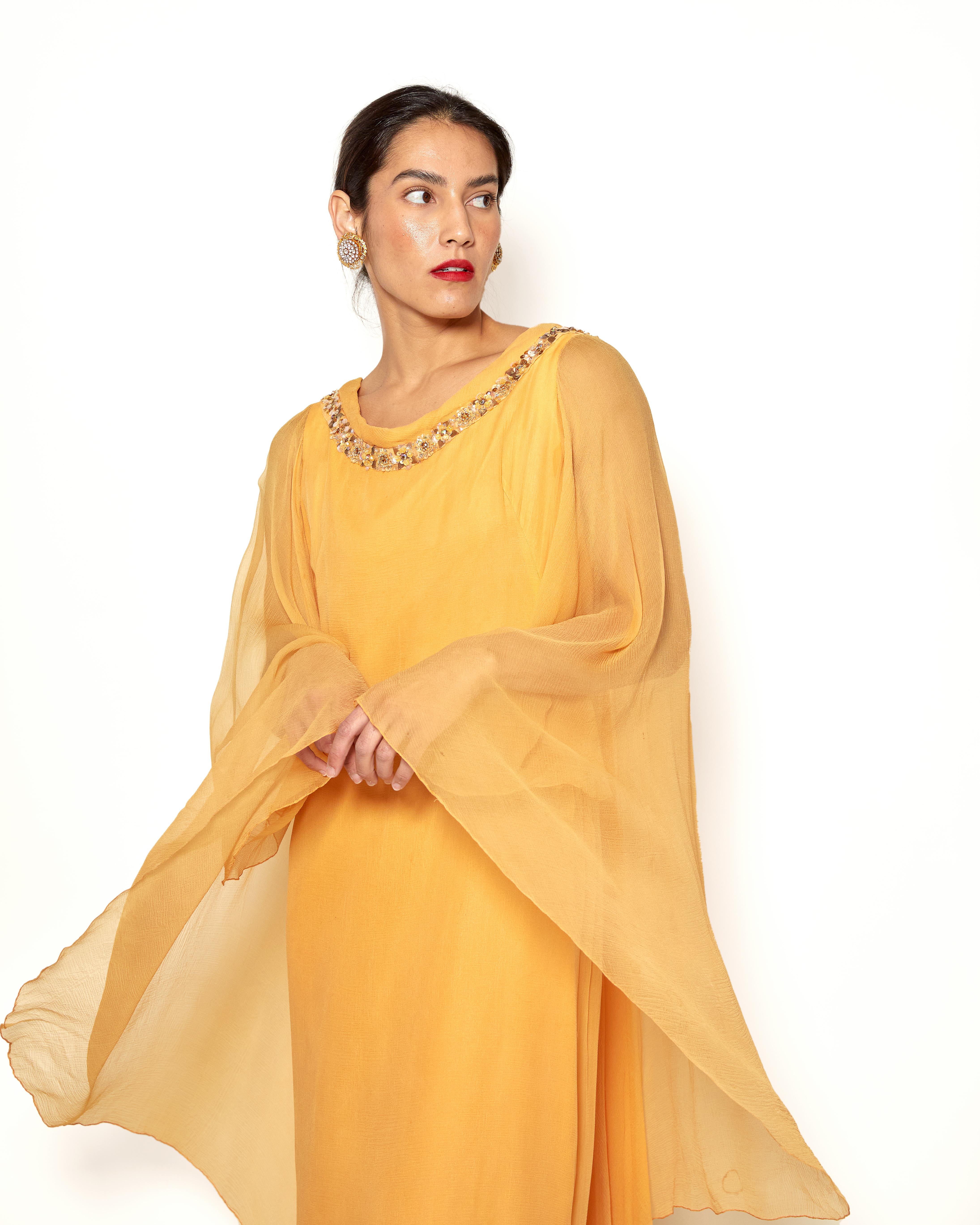 Vintage Hartnell 1960's Sherbert Dress w/ Ornamented Neckline For Sale 1