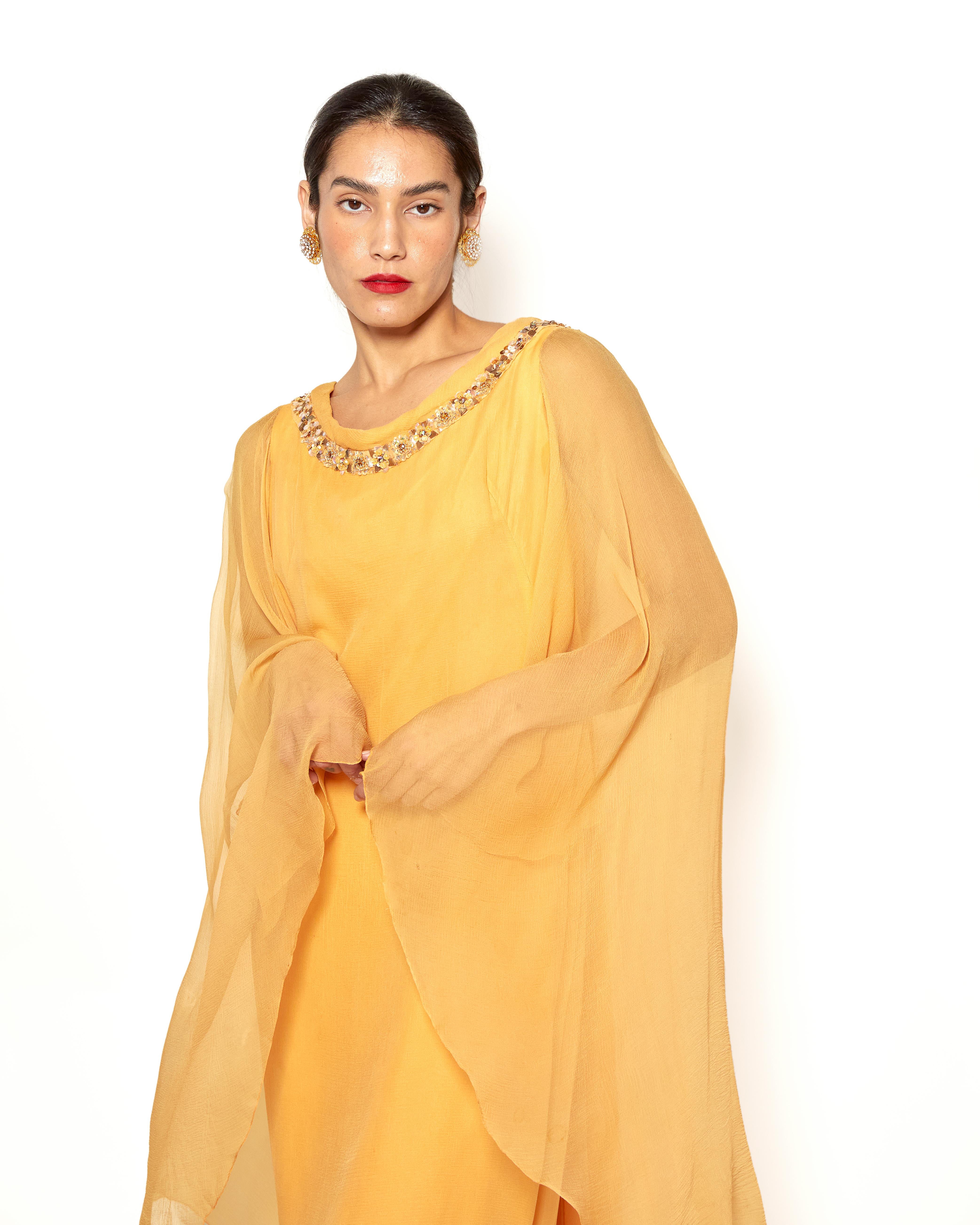Vintage Hartnell 1960's Sherbert Dress w/ Ornamented Neckline For Sale 2
