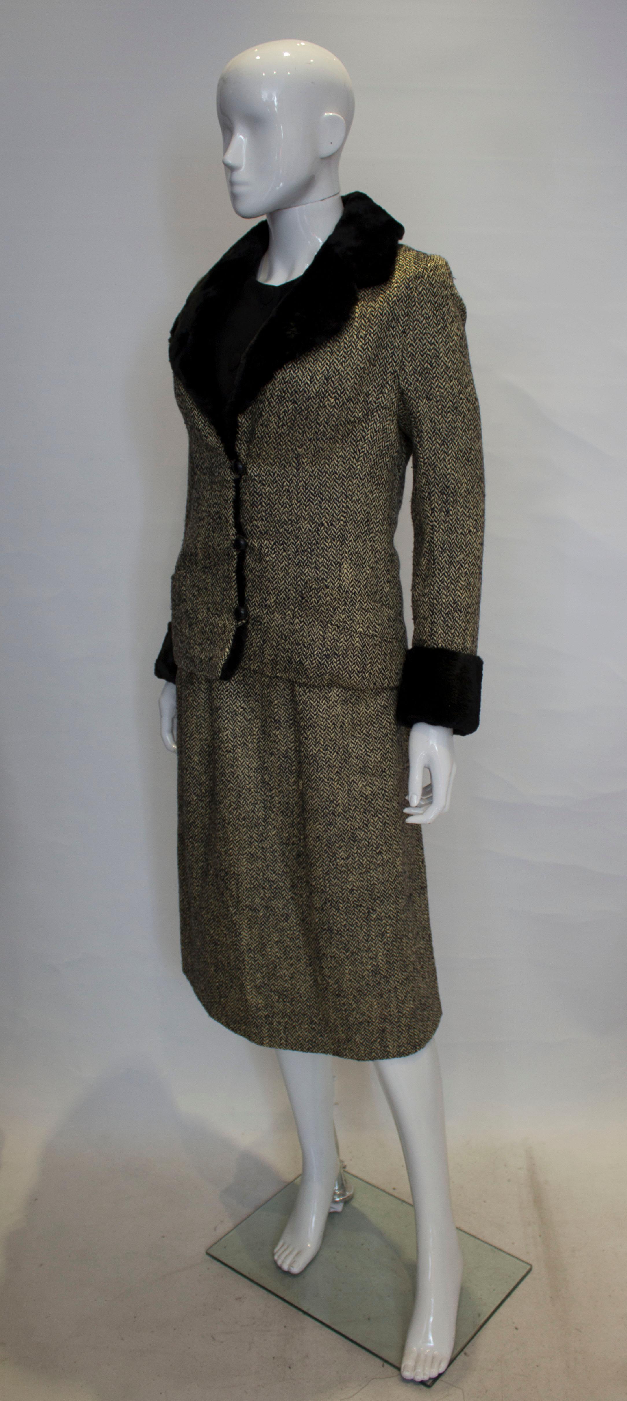 Gray Vintage Hartnell Dress and Jacket. For Sale