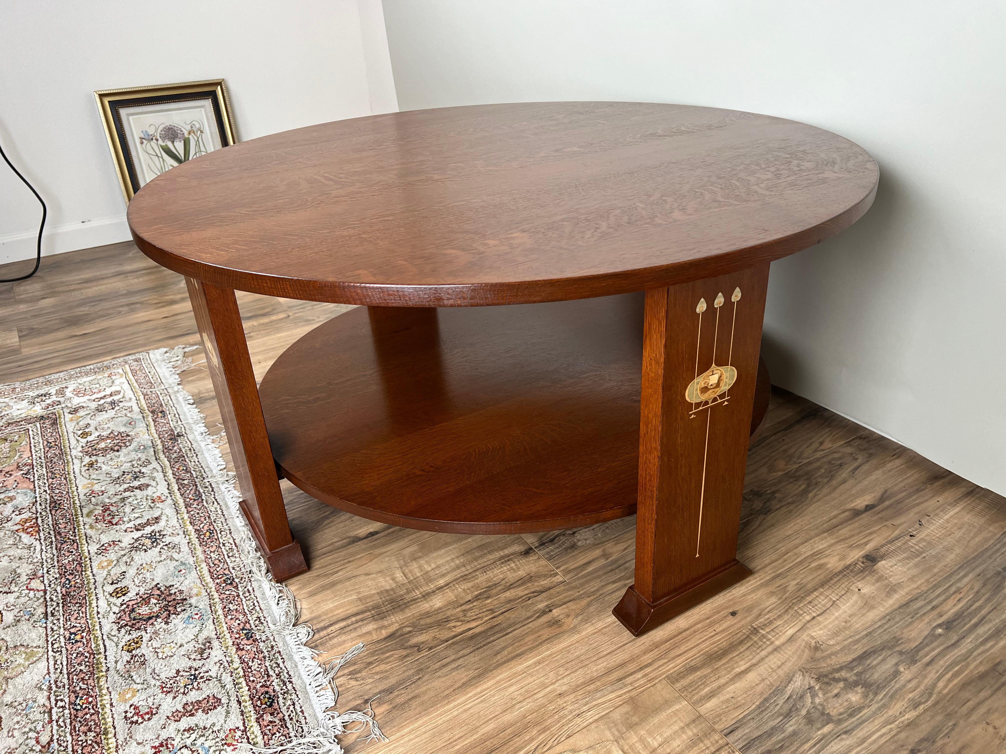 Vintage Harvey Ellis by Stickley Oak Cocktail Table For Sale 4