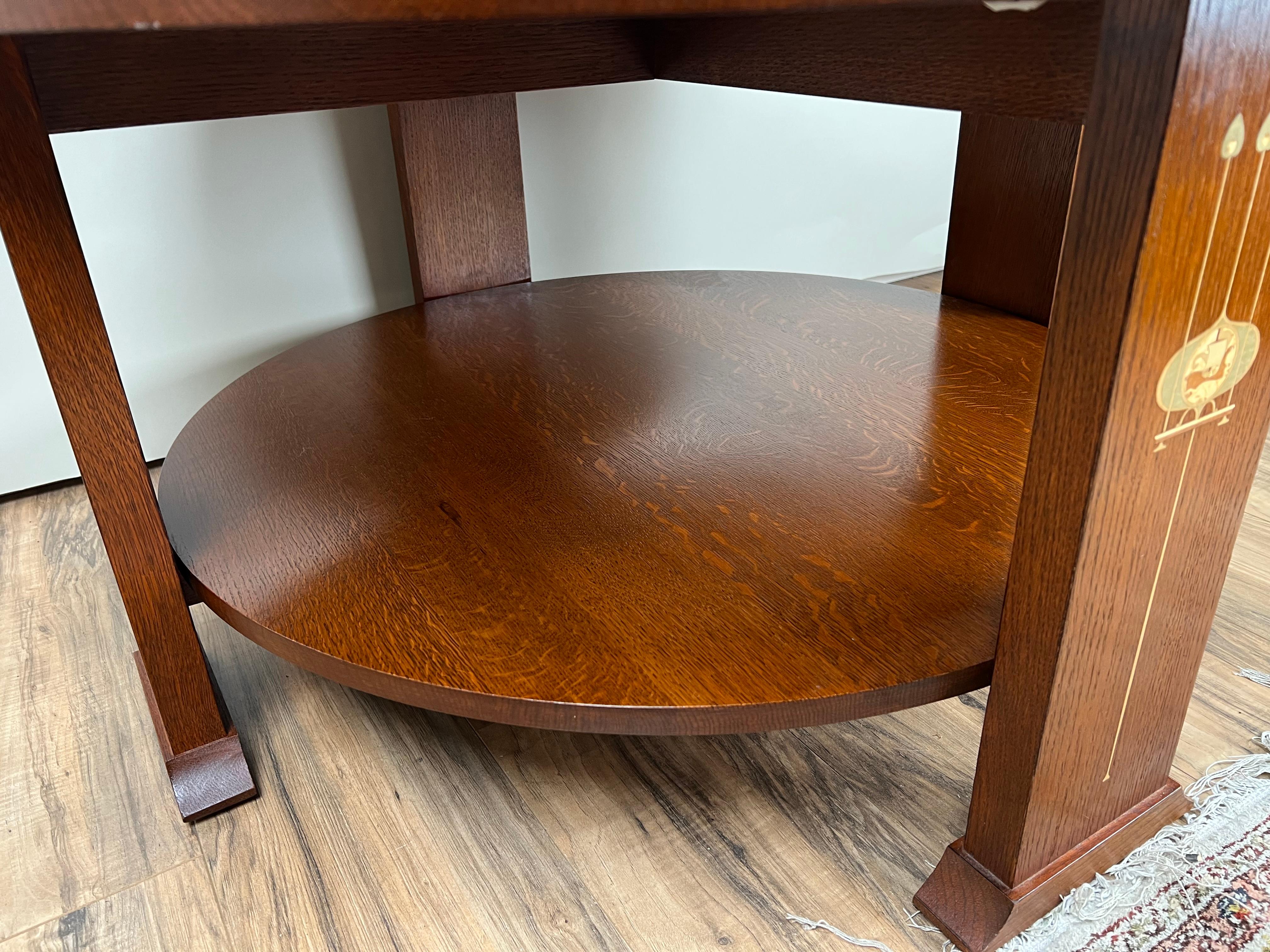 Vintage Harvey Ellis by Stickley Oak Cocktail Table For Sale 1
